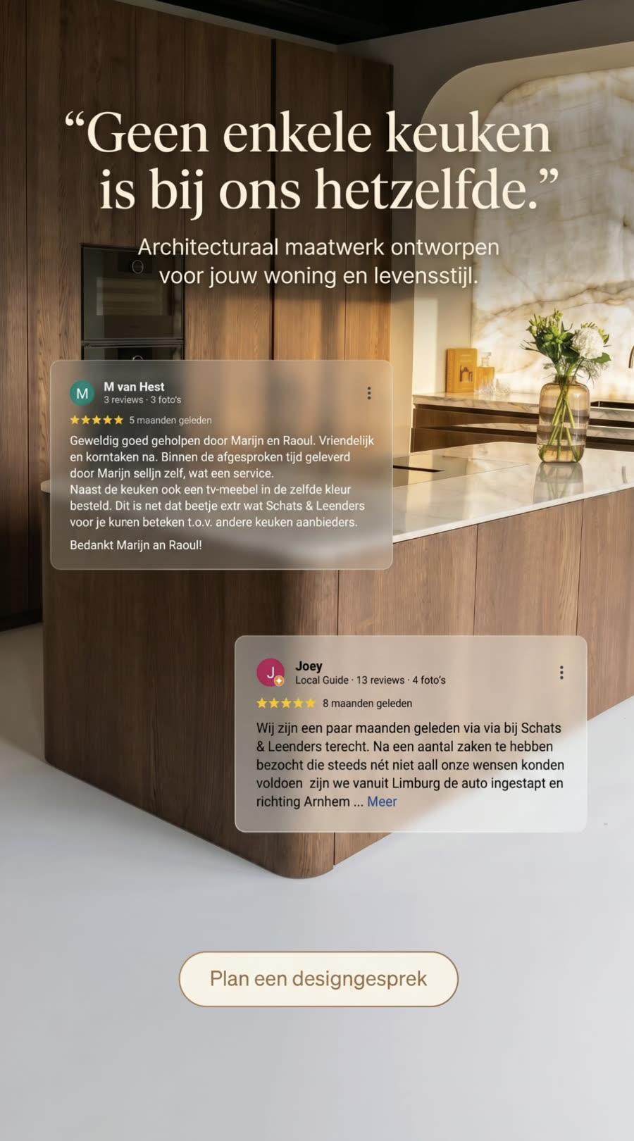 Winning ad Schats & Leenders met Google reviews